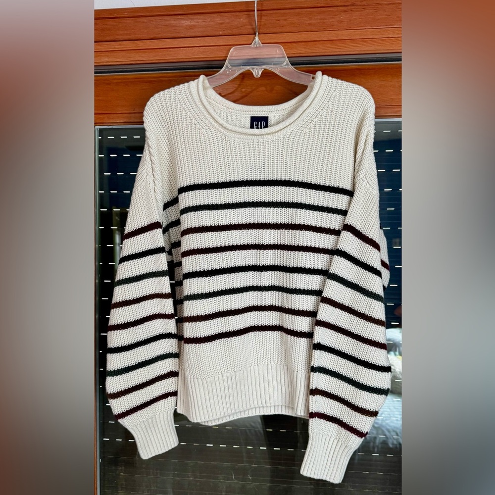 GAP Cream Sweater with Multicolor Stripes